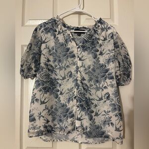 Premise Navy and White Floral Blouse